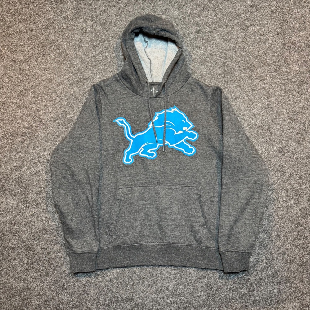Antigua Detroit Lions Hoodie Gray Blue NFL Sweatshirt Kids Large L